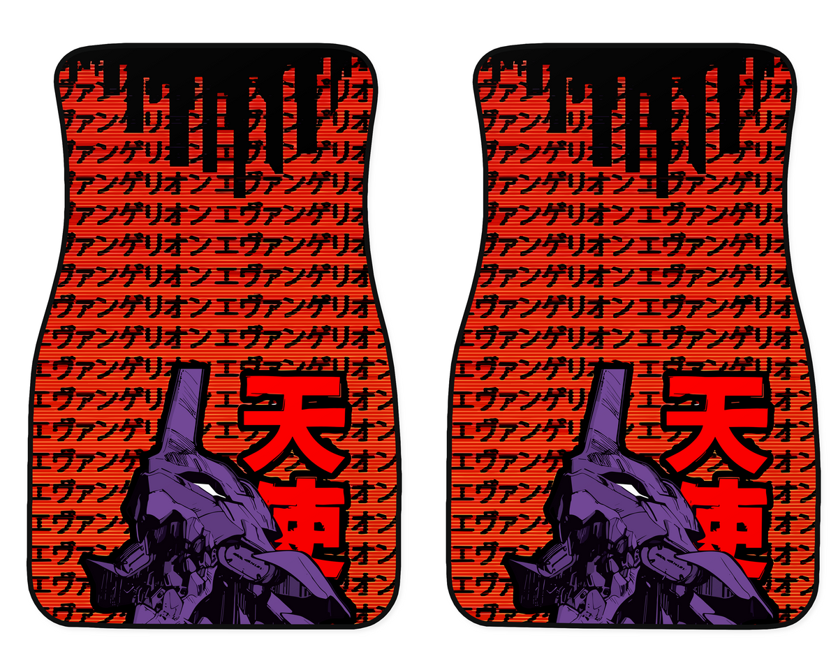 Purple Mecha Red Scanline Car Mats