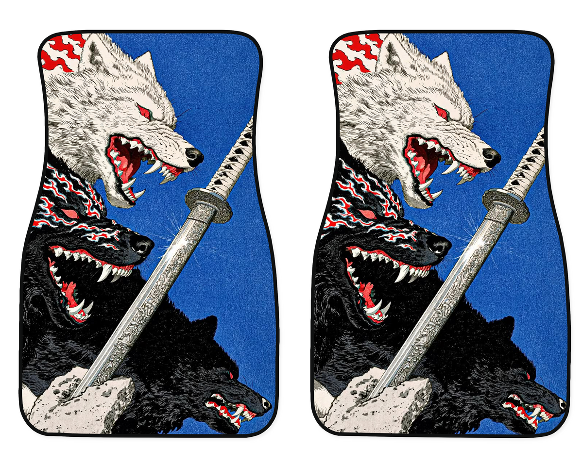 Triple Wolf Katana Car Mats