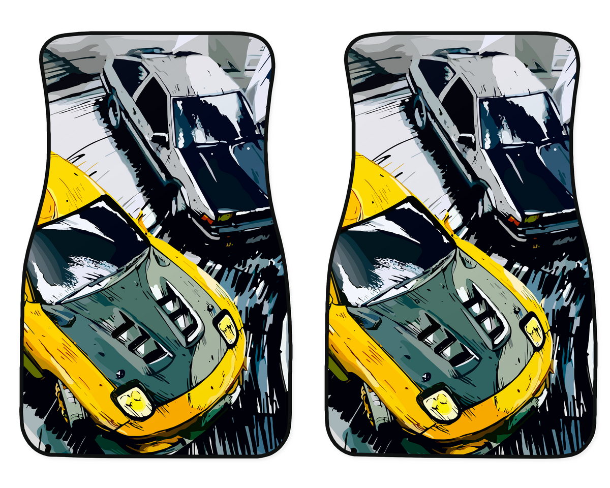Yellow Drift Duo Car Mats